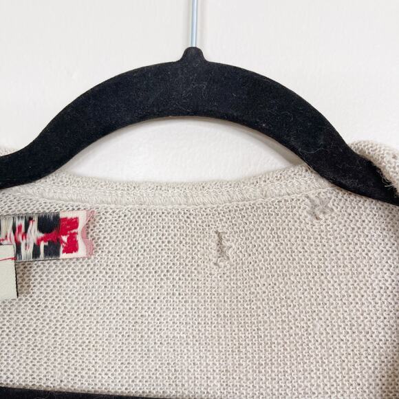 Beyond Threads Wool Alpaca Ruffle Cardigan Sweater Large L Cream Bell Cuff Women - Picture 10 of 12